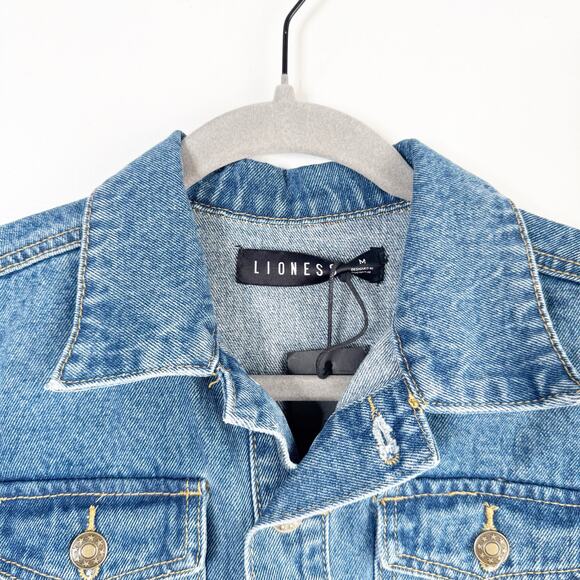 Lioness Denim U Know What’s Up Romper Micro Shorts Streetwear Baddie NEW Medium - Picture 2 of 12